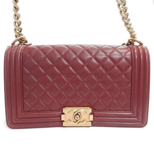 Rise-on CHANEL Boy Lamb Skin bordeaux Leather Shoulder Bag #1837